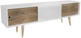 TV staliukas Kalune Design Ecrin, balta sp./riešuto sp., 34.5 cm x 160 cm x 45 cm