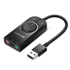 Adapteris Ugreen CM129, USB 2.0/3.5 mm Audio, 15 cm, juoda sp.
