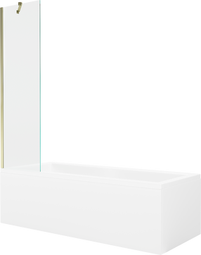 Vanna ar sieniņu, iebūvējams Mexen Cubik, 70 cm x 160 cm x 40 cm, taisnstūris, caurspīdīga krās./zelta krās.