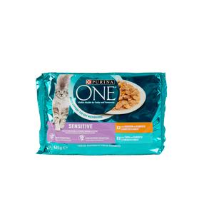 Влажный корм для кошек Purina One Sensitive, курица/тунец, 0.085 кг x 4 шт.