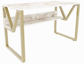 Rašomasis stalas Kalune Design Lona 875ZNA4541, 120 cm x 60 cm, 72.8 cm, aukso sp./balta sp.