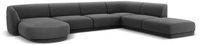 Kampinė sofa Micadoni Home Miley Velvet Panoramic 6 Seats, pilka sp., dešininė, 327 x 245 cm x 74 cm