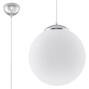 Lampa karināms Sollux Ugo, E27, 1 x 15 W, balta krās. / hroma krās., 40 x 40 cm