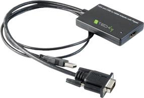Адаптер Techly HDMI to SVGA with USB Audio HDMI, VGA, 0.3 м, черный цв.