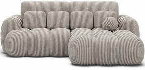 Kampinė sofa - lova Covelion Velvet Modullo 01, balta sp., dešininė, 167 x 260 cm x 105 cm