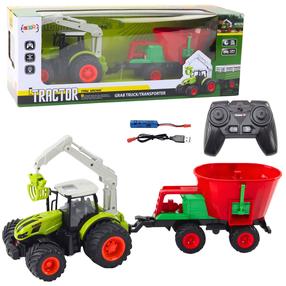 Rc трактор Lean Toys Farm Truck Grab Truck, красный цв./зеленый цв.