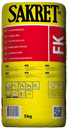 Клей для плитки Sakret FK, 5 кг