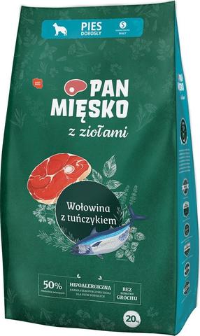 Sausas šunų maistas Pan Miesko Herbs with Beef & Tuna, jautiena/tunas, 20 kg
