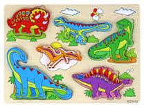 Medinė dėlionė, dinozauras Lean Toys, 1 cm, įvairių spalvų, 11 vnt.