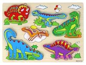 Medinė dėlionė, dinozauras Lean Toys, 1 cm, įvairių spalvų, 11 vnt.