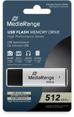 USB mälupulk MediaRange MR1904, must v./hõbe v., 512 GB
