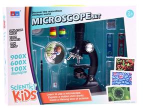 Bērnu mikroskops, ar piederumiem Scientist Kids, melna krās.