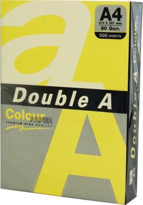 Цветная бумага Double A, A4, 80 g/m², желтый цв., 29.7 см x 21 см, 500 стр. шт.