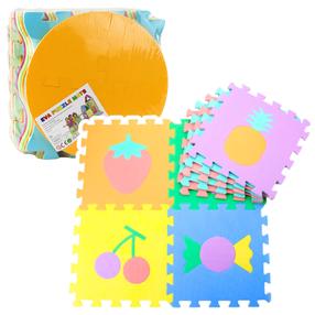 Kilimėlis kūdikiams - dėlionė Lean Toys Fruits Sweets, 30.5 cm x 30.5 cm, 16 vnt, įvairių spalvų