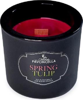 Svece, aromātiskā Pavoncella Spring Tulip, 50 h, 170 g, melna krās.