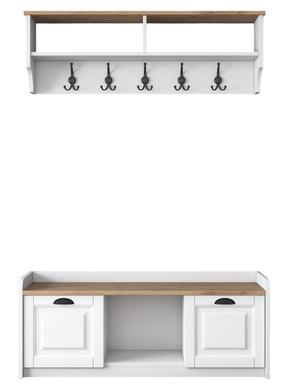 Prieškambario baldų komplektas Kalune Design P2 1636, vidaus, balta sp./riešuto sp.
