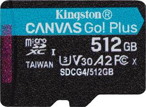 Atmiņas karte Kingston Canvas Go! Plus SDCG4/512GBSP, 512 GB, 200 Mb/s