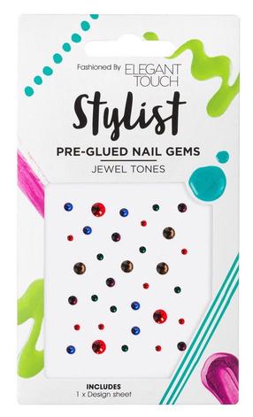 Kleebised küüntele Elegant Touch Pre Glued Nail Gems Jewel Tones