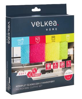 Тряпочка, универсальная Velkea Microfibre Cloth Set 099689, многоцветный, микрофибра, 4 шт.
