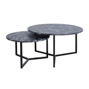 Kafijas galdiņu komplekts Home4you Akira, melns krās./tumši pelēka krās., 60 - 80 cm x 80 cm x 37 - 45 cm, 2 gab.