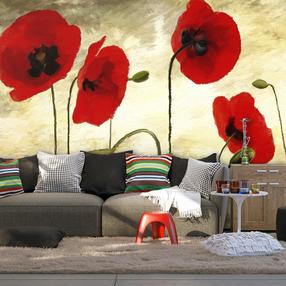 Fototapetas Artgeist Golden Field Of Poppies, 270 cm x 350 cm