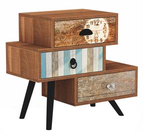 Naktinis staliukas Mezo KM1, ąžuolo/juoda, 59 cm x 29 cm x 53 cm