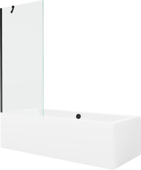 Vonia su sienele, laisvai pastatoma Mexen Cube, 170 cm x 80 cm x 39 cm, stačiakampis, skaidri sp./balta sp.