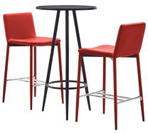 Baro stalas VLX 279734, juoda sp./raudona sp., 60 cm x 60 cm x 107.5 cm