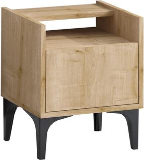 Naktinis staliukas Kalune Design Zeze 393MRD1417, juoda sp./riešuto sp., 50 cm x 35 cm x 40 cm