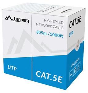 Провод Lanberg Patch UTP CAT5e LCU5-10CC-0305-S, Nėra, 305 м, серый цв.