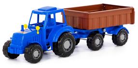 Žaislinis traktorius Wader-Polesie Tractor With Trailer, mėlyna sp.