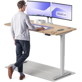 Kompiuterio stalas reguliuojamo aukščio Desktronic HomePro, 160 cm x 80 cm, 63 - 128 cm, pilka sp./bamboo sp.