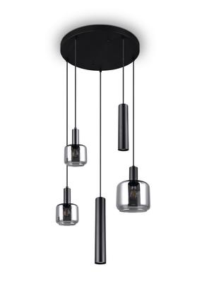 Lampa griesti Trio Mataro, E14/E27, 5 x 10 W, melna krās. / melna krās.