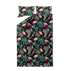 Gultas veļas komplekts Domoletti Flamingo, melna krās./rozā krās., 50 x 70 cm, 160 x 200 cm, 3 d.