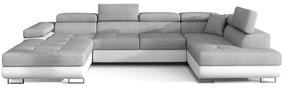 Kampinė sofa Rodrigo Sawana 21, Soft 17, balta sp./šviesiai pilka sp., dešininė, 202 x 345 cm x 90 cm