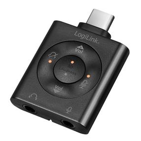 Adapteris Logilink USB-C - 2 x 3.5mm (Headphones/Microphone) UA0365 USB-C male, 2 x 3.5mm (Headphones/Microphone), juoda sp.