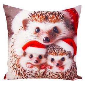 Kalėdinis dekoratyvinės pagalvėlės užvalkalas JCLA-105, ruda/balta/raudona, 40 cm x 40 cm