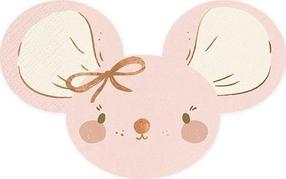 Бумажные салфетки Party Deco Mouse, 16 см x 10 см, розовый цв., 20 шт.