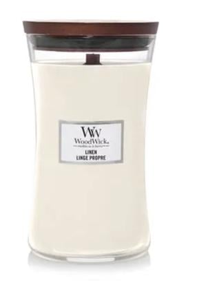 Свеча, ароматическая WoodWick Linen, 120 час, 609.5 г, белый цв.