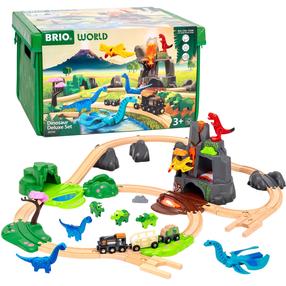  Žaislinis traukinys su bėgiais Brio World Dinosaur Deluxe, įvairių spalvų