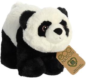 Mīkstā rotaļlieta Aurora Eco Nation Panda, balta krās./melna krās., 15 cm