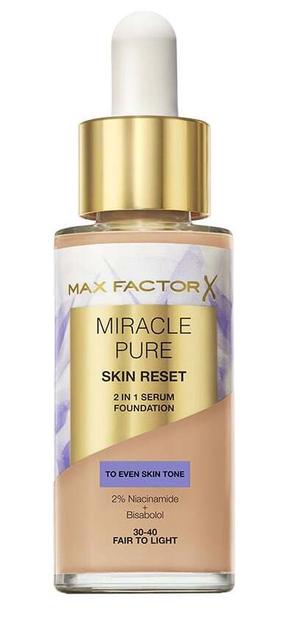 Grima bāze Max Factor Miracle Pure Skin Reset 2in1, fair to light krās., 30-40, 30 ml