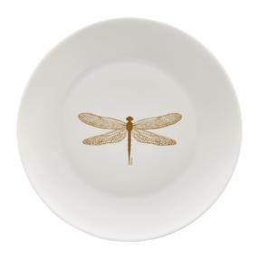 Lėkštė desertinė Ambition Selene Dragonfly, 20 cm x 20 cm x 2.9 cm, aukso sp./balta sp.