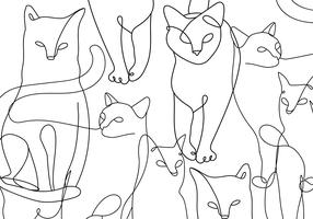 Fototapetas Artgeist Cat Lineart - Minimalist Sketches Of Black Cats On White Background, 280 cm x 400 cm