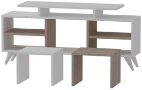 Svetainės baldų komplektas Kalune Design Kutay, vidaus, balta sp./pilka sp.