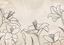 Fototapetas Artgeist Sketch Of Nature - Minimalist Lineart With Lily Flowers On A Beige Background, 70 cm x 100 cm
