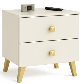 Naktsskapītis Akord Furniture Factory Mobi K-02, zelta krās./balta krās., 43 cm x 40 cm x 37 cm