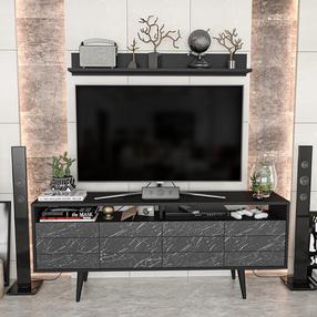 TV-laud Kalune Design Ola, must v., 160 cm x 35 cm x 64.5 cm