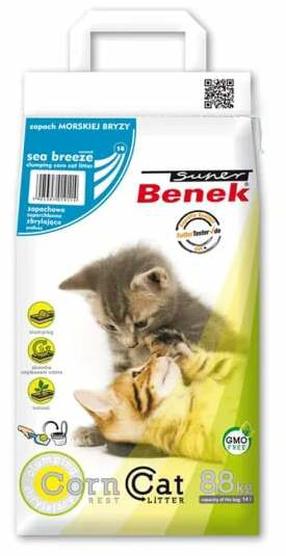 Kaķu smiltis Super Benek Corn Cat Sea Breeze, organiskās (cementējošās), 8.8 kg, 14 l
