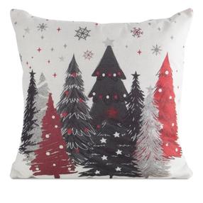 Kalėdinis dekoratyvinės pagalvėlės užvalkalas PSWA-353, balta/juoda/raudona, 45 cm x 45 cm